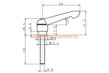 Зажимной рычаг KIPP K0269.2081X50