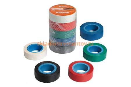 Изолента ПВХ Airline набор 5 шт. син.чёр.кр.зел. бел. 19 мм х 10 м AIT-P-17K