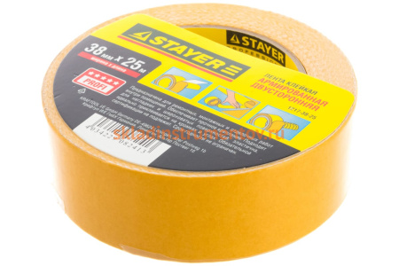 Лента клейкая двусторонняя армированная (38 мм; 25 м) "Profi" Stayer 1217-38-25