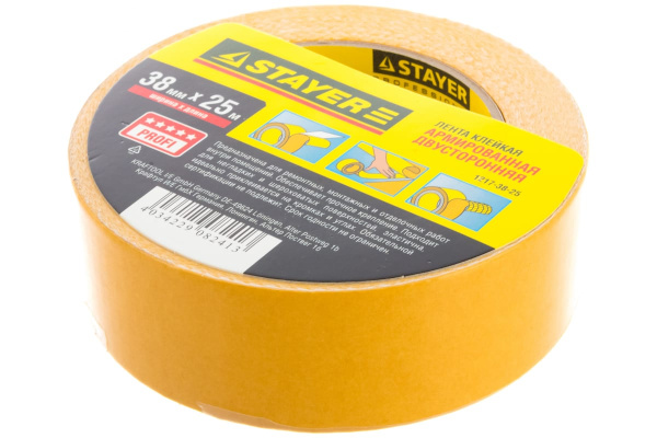 Лента клейкая двусторонняя армированная (38 мм; 25 м) "Profi" Stayer 1217-38-25