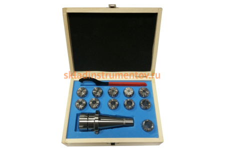 Патрон цанговый NT40-ER32, хвостовик конус 7:24, DIN2080, с набором цанг 11 шт. 4-20 мм GRIFF b221323