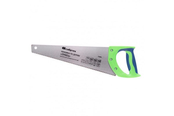 Ножовка по дереву СИБРТЕХ Зубец 350 мм, 7-8 TPI, зуб 2D, калёный зуб, 2-х компонентная рукоятка 23801