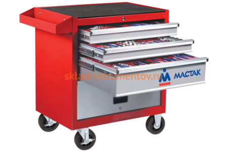 Набор инструментов СТАНДАРТ в красной тележке, 186 предметов МАСТАК 52-186R