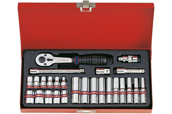 Набор шестигранных торцевых головок с принадлежностями 1/4", 5/32"-1/2", 26шт KING TONY 2526SR