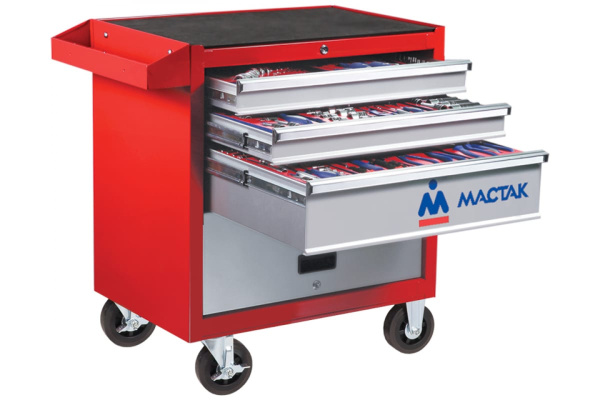 Набор инструментов СТАНДАРТ в красной тележке, 186 предметов МАСТАК 52-186R