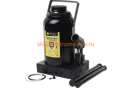 Гидравлический бутылочный домкрат ЭВРИКА с клапаном, 50 т, ремкомплект ER-80501