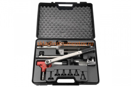 Ручной пресс-инструмент ЗУБР ШиреФит для развальцовки труб, в пластиковом кейсе, 14-32мм 51625