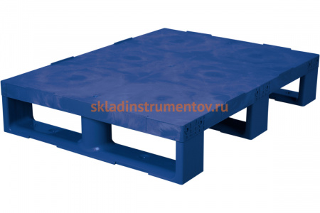 Паллет Тара.ру 800x600x150 мм сплошной на 3-x полозьях синий 07879
