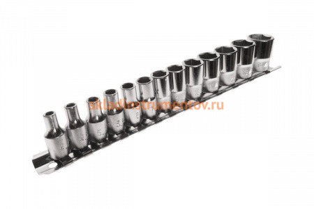 Набор шестигранных торцевых головок 1/4" 04-14мм L=25мм 13шт JTC-H213M