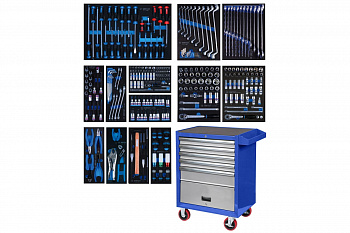 Набор инструментов в синей тележке 286 предметов KING TONY 934-010MMB