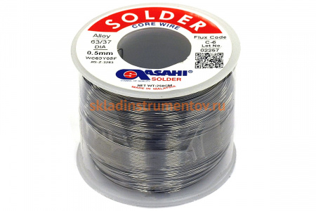 Припой (0.5 мм, 0.25 кг, Sn63/Pb37, С-6 водорастворимый флюс) ASAHI 00-00001439