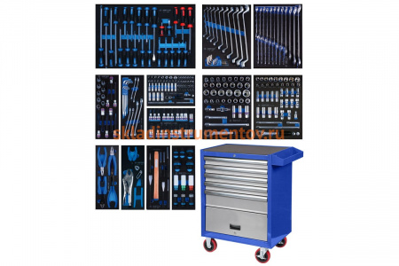 Набор инструментов в синей тележке 286 предметов KING TONY 934-010MMB