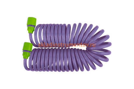 Спиральный шланг PALISAD 7.5 м  х  10 мм, пластмассовая фурнитура (адаптер 1/2-3/4"+ разбрызгиватель) 67412