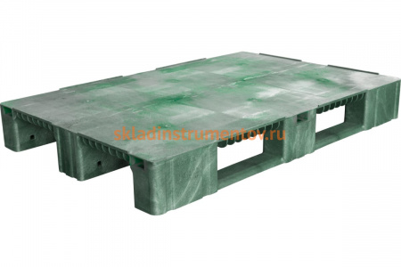 Сплошной паллет на 3-х полозьях, зелёный,1200х800х150 мм ТАРА 09477