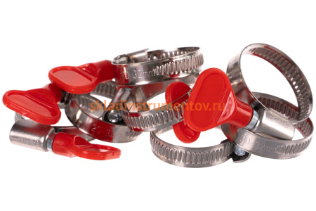 Хомуты Зубр ЭКСПЕРТ Бабочка из нержавеющей стали с накатной лентой НЛ-9, 20-32мм, 100шт 37835-20-32-100