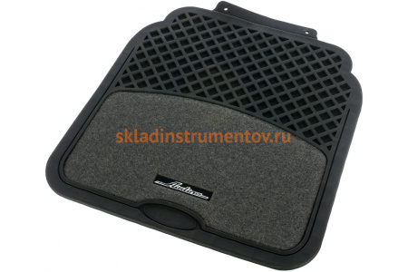 Универсальные полимерные ковры с ковролиновыми вставками в салон автомобиля Airline, цвет - серый/черный, комплект из 4х ковров ACM-RCM-03