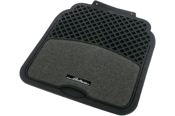 Универсальные полимерные ковры с ковролиновыми вставками в салон автомобиля Airline, цвет - серый/черный, комплект из 4х ковров ACM-RCM-03