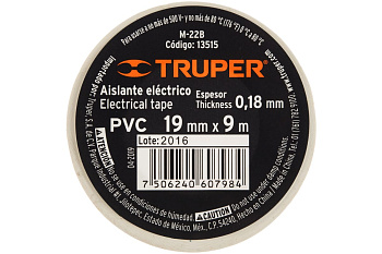 Изолента Truper акрил, 9 м, ширина 19 мм, белая M-22B 13515