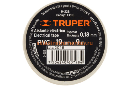 Изолента Truper акрил, 9 м, ширина 19 мм, белая M-22B 13515