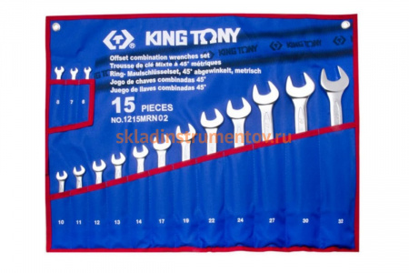 Набор комбинированных ключей в чехле из теторона (6-32 мм, 15 предметов) KING TONY 1215MRN02