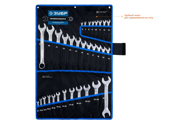 Набор комбинированных и рожковых гаечных ключей ПРОФ Зубр 27086-H32