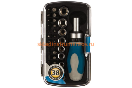 Реверсивная отвертка Зубр ЭКСПЕРТ с насадками 38 предметов 25288-H38