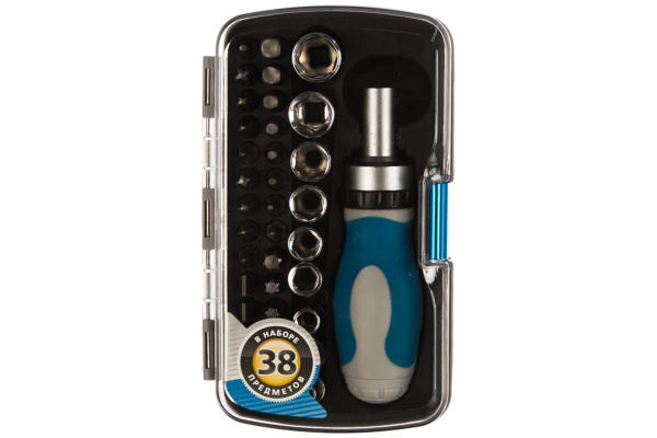 Реверсивная отвертка Зубр ЭКСПЕРТ с насадками 38 предметов 25288-H38