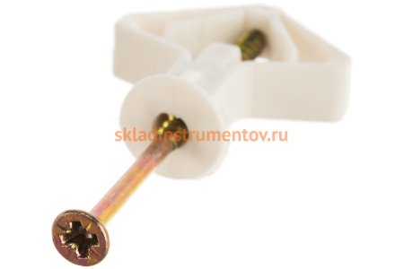 Дюбель "Бабочка" полипропиленовый для пустотелых конструкций с саморезом 4 шт. (10х50 мм; ТФ6) ЗУБР 4-301326