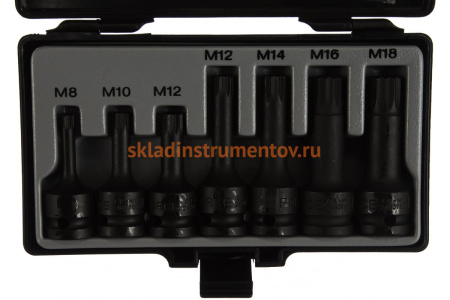 Набор головок-бит Spline М8-М18, 7 шт. FORCE 40713
