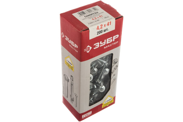 Саморезы с прессшайбой и сверлом по листовому металлу 200 шт. (4,2х41 мм; PH2) ЗУБР 4-300211-42-041