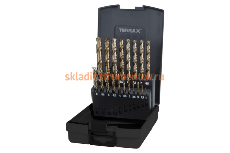 Набор сверл по металлу (19 шт; 1-10 мм; HSSE-Co5) Terrax by RUKO A215214RO