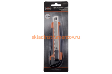 Нож с прорезиненной ручкой 18мм AV Steel AV-900518