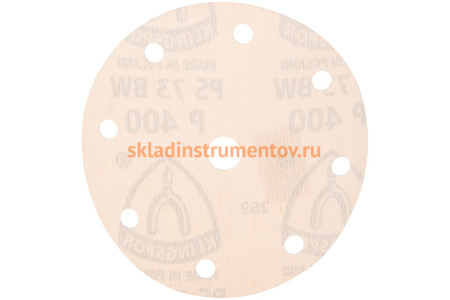 Круг шлифовальный на липучке для обработки красок, лаков и шпаклевок (150 мм; Р400; 8 отверстий) KLINGSPOR 301215