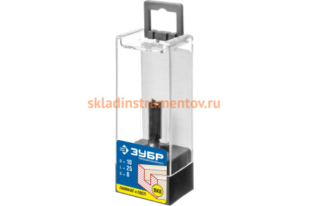 Фреза пазовая прямая для ламината ПРОФЕССИОНАЛ (10х25х57 мм; хвостовик 8 мм) Зубр 28780-10-25