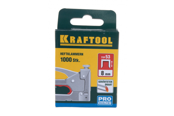 Скобы "EXPERT" из закаленной проволоки Kraftool, тип 53 красные, 8 мм, 1000 шт 31670-08