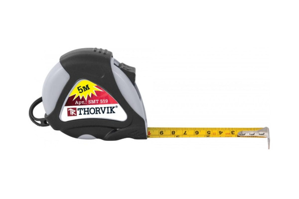 Рулетка в обрезиненном корпусе THORVIK SMT519 52389