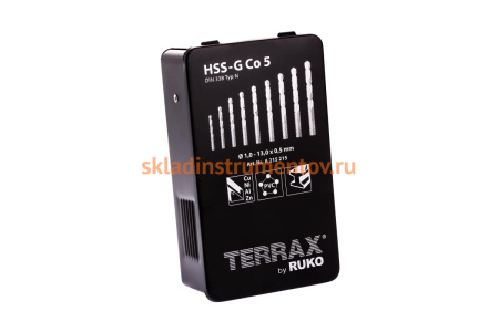Набор сверл по металлу (25 шт; 1-13 мм; HSSE-Co5) Terrax by RUKO A215215