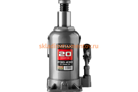 Гидравлический бутылочный домкрат MIRAX 20т 43260-20