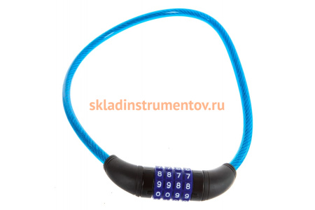 Замок Зубр ПРОФЕССИОНАЛ тросовый, кодовый, с изменяемым кодом, длина троса - 650мм, d 10мм 37262-65_z01