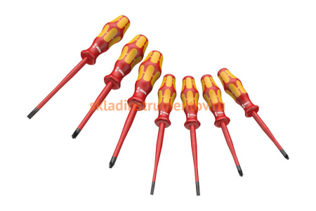 Набор VDE отверток WERA 160 iSS/7 Kraftform Plus Серия 100 с зауженным стержнем, 7 пр. WE-135961