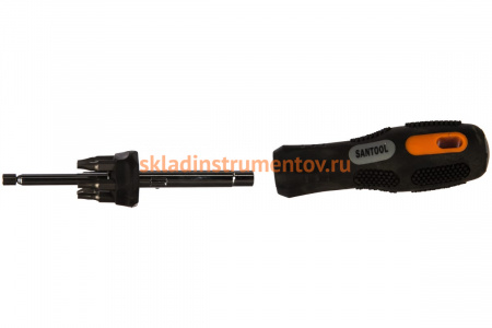 Отвертка SANTOOL с телескопическим стержнем и битами 7 насадок 031408-006