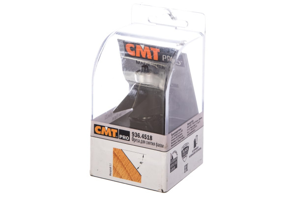 Фреза PRO фасочная с нижним подшипником (45х18х60 мм; S 8 мм; 45 градусов) CMT 936.4518