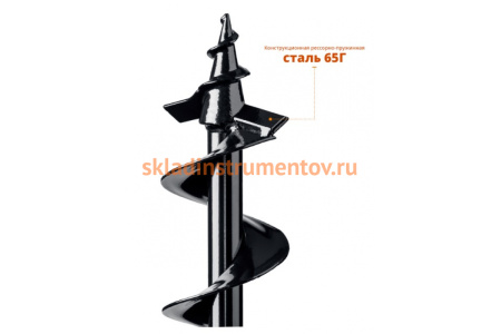 Шнек для мотобуров, грунт, d=100 мм, однозаходный Зубр 7051-10