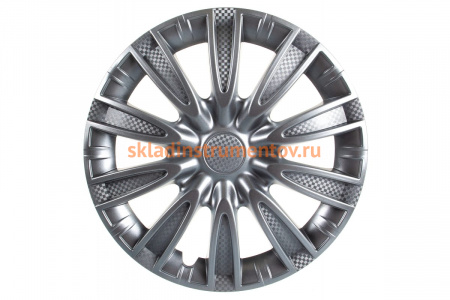 Колесные колпаки Airline 15" Торнадо, серебристый, карбон, 2 шт. AWCC-15-06