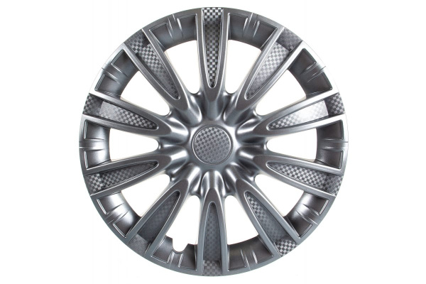 Колесные колпаки Airline 15" Торнадо, серебристый, карбон, 2 шт. AWCC-15-06