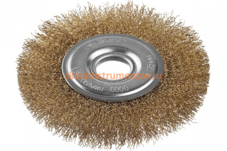 Щетка дисковая (125х22 мм; витая стальная латунированная проволока 0.3 мм) ЗУБР 35187-125_z01