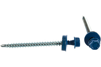 Саморезы Зубр для крепления кровельных материалов к деревянной обрешетки, цвет RAL 5005 синий насыщенный, оцинкованный, 4,8x60мм, 1000шт 4-300310-48-060-5005