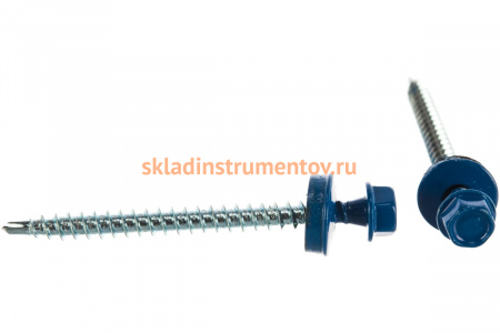 Саморезы Зубр для крепления кровельных материалов к деревянной обрешетки, цвет RAL 5005 синий насыщенный, оцинкованный, 4,8x60мм, 1000шт 4-300310-48-060-5005