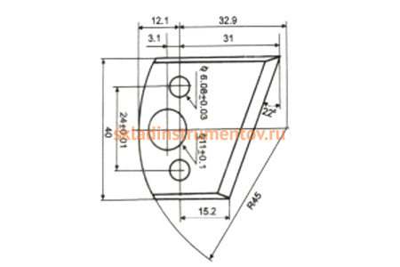 Нож косой 2 шт. по дереву для фрезерной головки Энкор 19311