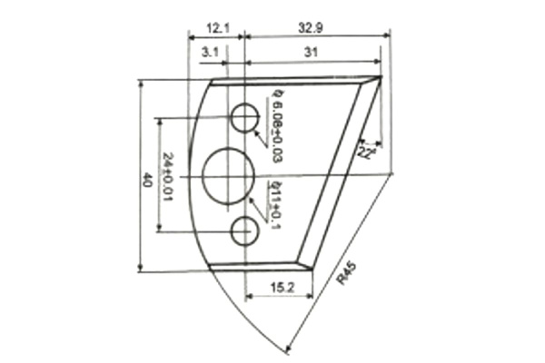 Нож косой 2 шт. по дереву для фрезерной головки Энкор 19311